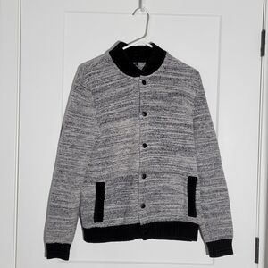 Gray and Black Button-Up Cardigan